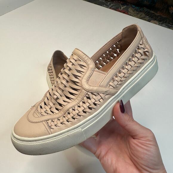 Tory Burch Light Pink Huarache 2 Leather Slip Ons - Picture 1 of 8